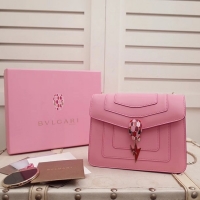 Best Product BVLGARI Serpenti Forever Flap Cover leather bag 34559 pink