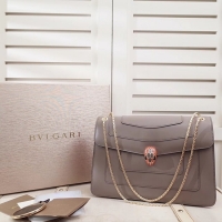 Charming BVLGARI Serpenti leather shoulder bag 35106 grey