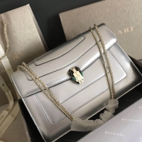 Trendy Design Bulgari metallic-leather shoulder bag 15004 silver