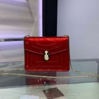 Good Looking BVLGARI Serpenti Forever metallic-leather shoulder bag 34559 red