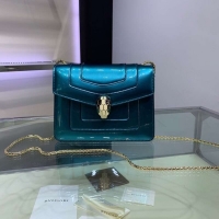 Stylish BVLGARI Serpenti Forever metallic-leather shoulder bag 34559 blue