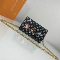 aaaaa Louis Vuitton Monogram Canvas Twist Chain Wallet M63888 Black