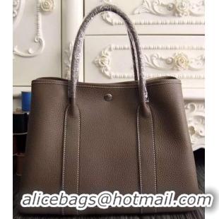 Crafted Hermes Garden Party 36cm 30cm Tote Bag Original Leather A129L Grey