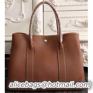 Classic Specials Hermes Garden Party 36cm 30cm Tote Bag Original Leather A129L Brown