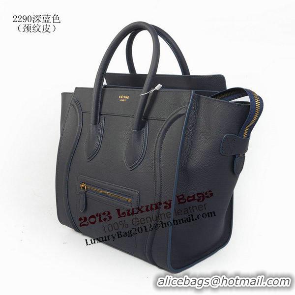 Celine Luggage Mini Boston Tote Bags Original Leather C2290 Dark Blue