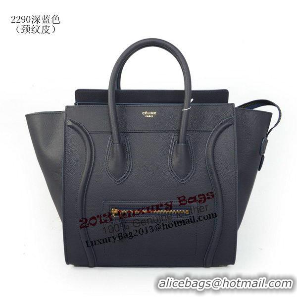 Celine Luggage Mini Boston Tote Bags Original Leather C2290 Dark Blue