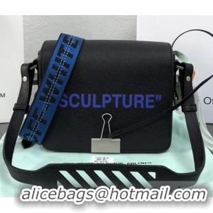 Most Popular Off-White Saffiano Leather Sculpture Binder Clip Bag OF40501 Black/Blue