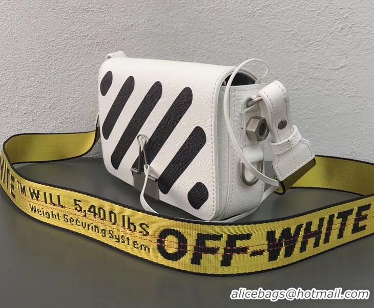 Low Price Off-White Saffiano Leather Diag Binder Clip Bag OF40502 White