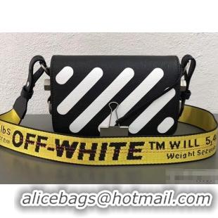 Buy Low Cost Off-White Saffiano Leather Diag Binder Clip Bag OF40502 Black