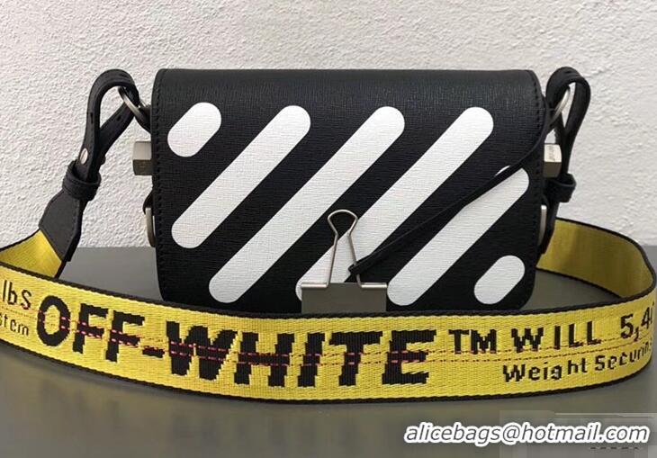 Buy Low Cost Off-White Saffiano Leather Diag Binder Clip Bag OF40502 Black