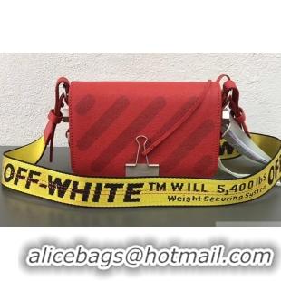 Discount Off-White Saffiano Leather Diag Binder Clip Bag OF40502 Red