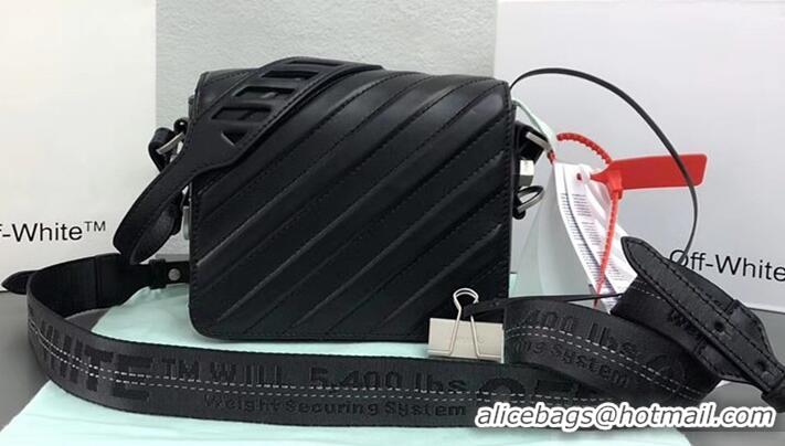 Popular Style Off-White Calf Leather Padded Binder Clip Bag OF40503 Black