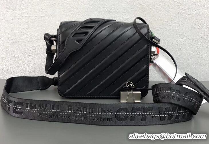 Popular Style Off-White Calf Leather Padded Binder Clip Bag OF40503 Black