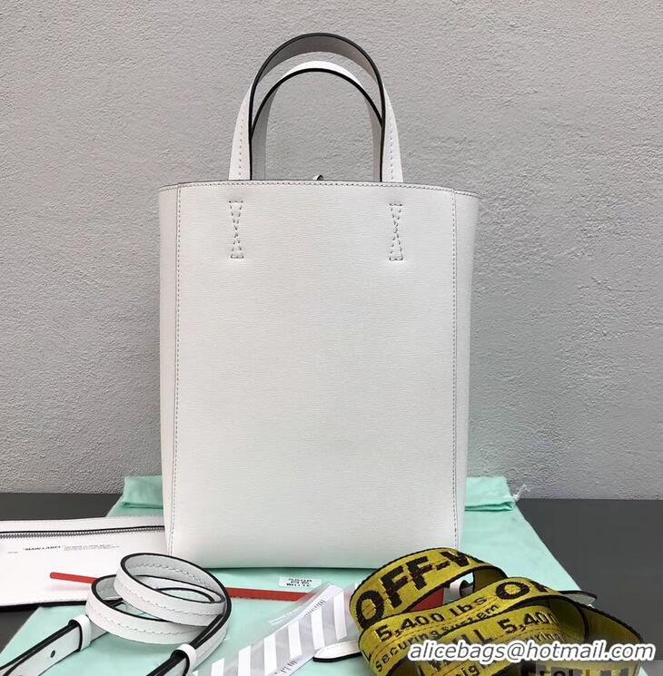 Trendy Design Off-White Calf Leather Medium Sculpture Shopper Tote Bag OF40504 White