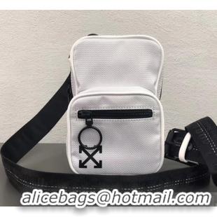 Famous Brand Off-White Tape Crossbody Shoulder Bag OF40506 White