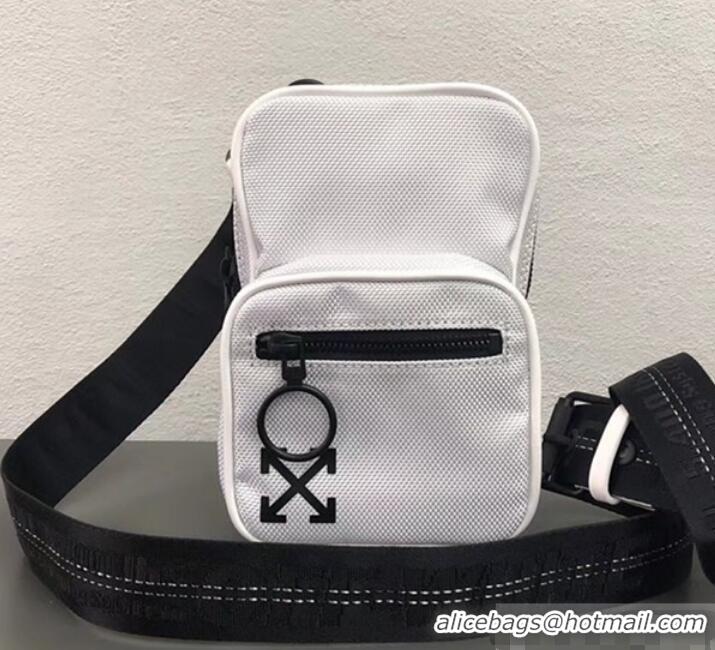 Famous Brand Off-White Tape Crossbody Shoulder Bag OF40506 White