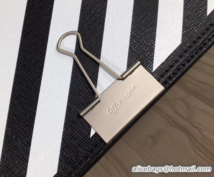 Popular Off-White Saffiano Leather Diag Binder Clip Medium Bag OF40508 Black