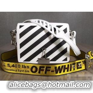 Discount Off-White Saffiano Leather Diag Binder Clip Medium Bag OF40508 White