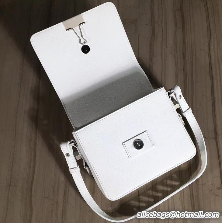 Discount Off-White Saffiano Leather Diag Binder Clip Medium Bag OF40508 White