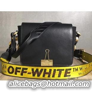 Promotional Off-White Smootch Calfskin Leather Diag Binder Clip Medium Bag OF40509 Black 