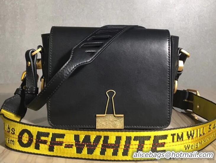 Promotional Off-White Smootch Calfskin Leather Diag Binder Clip Medium Bag OF40509 Black 