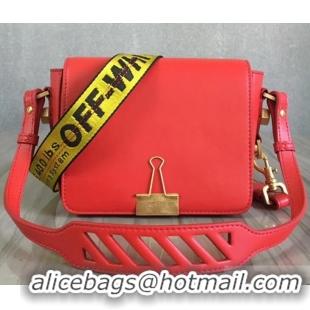 New Style Off-White Smootch Calfskin Leather Diag Binder Clip Medium Bag OF40509 Red 