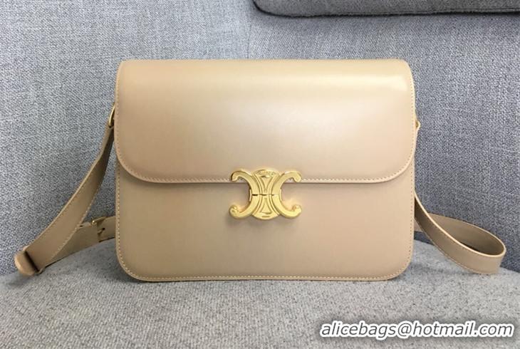 Top Sale Celine Shiny Calfskin Medium Triomphe Bag 187363 Nude 2019