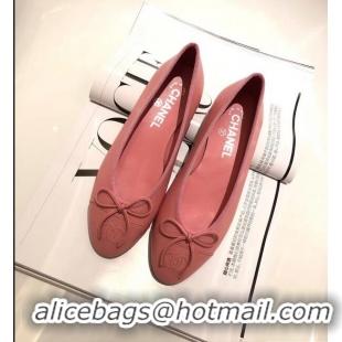 Discount Chanel Lambskin Classic Bow Ballerinas Flats G31501 Dark Pink