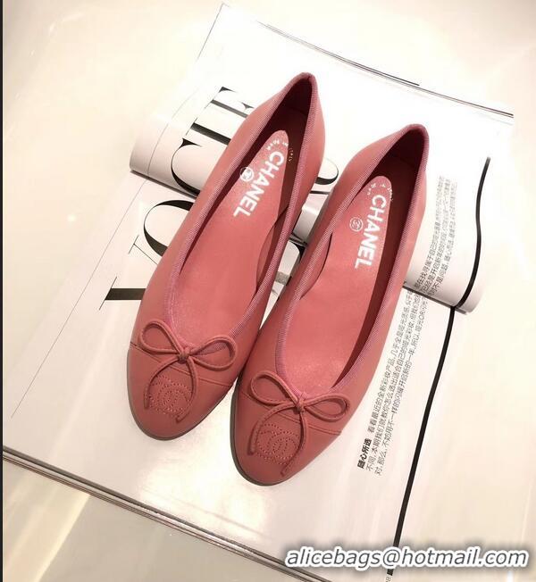 Discount Chanel Lambskin Classic Bow Ballerinas Flats G31501 Dark Pink