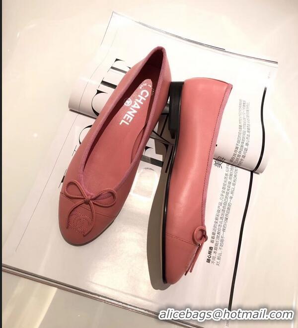 Discount Chanel Lambskin Classic Bow Ballerinas Flats G31501 Dark Pink