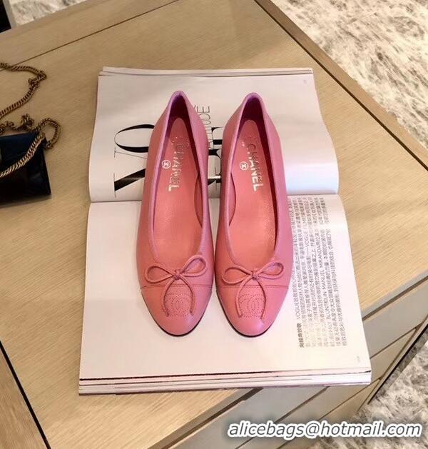 Discount Chanel Lambskin Classic Bow Ballerinas Flats G31501 Dark Pink