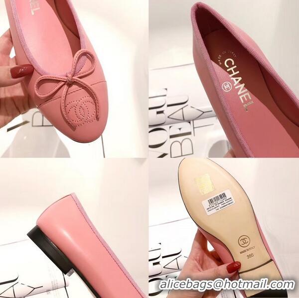 Discount Chanel Lambskin Classic Bow Ballerinas Flats G31501 Dark Pink