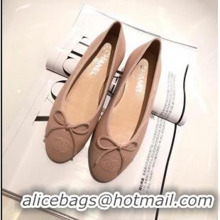 Faux Chanel Lambskin Classic Bow Ballerinas Flats G31501 Nude