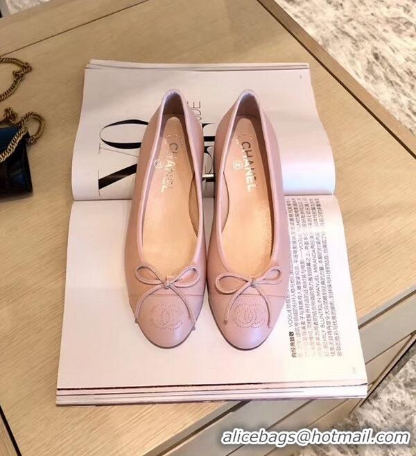 Faux Chanel Lambskin Classic Bow Ballerinas Flats G31501 Nude