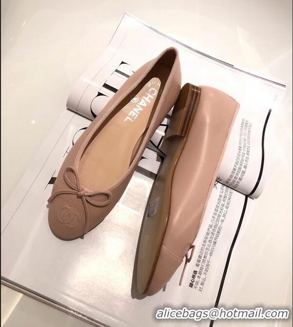 Faux Chanel Lambskin Classic Bow Ballerinas Flats G31501 Nude