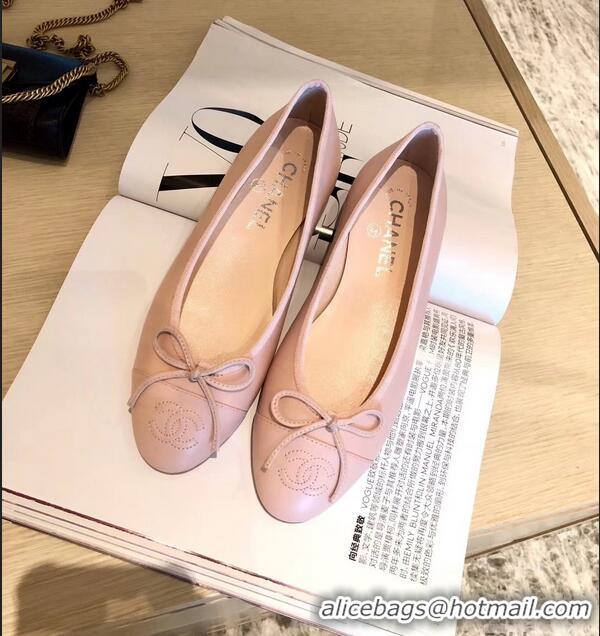 Faux Chanel Lambskin Classic Bow Ballerinas Flats G31501 Nude