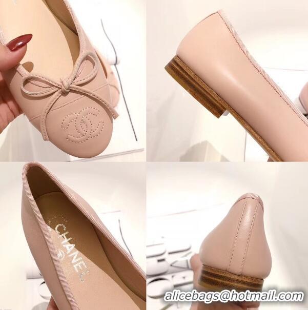 Faux Chanel Lambskin Classic Bow Ballerinas Flats G31501 Nude