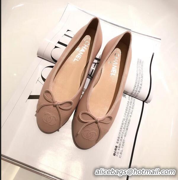 Faux Chanel Lambskin Classic Bow Ballerinas Flats G31501 Nude