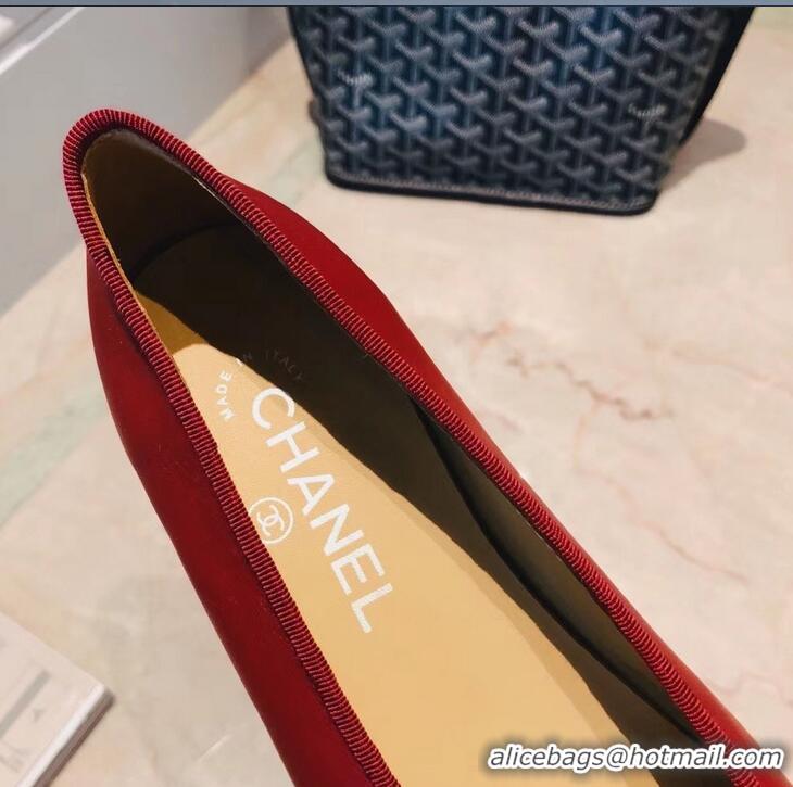 High Quality Chanel Lambskin Classic Bow Ballerinas Flats G31501 Red/Black