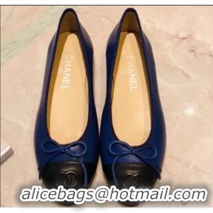 Discount Chanel Lambskin Classic Bow Ballerinas Flats G31501 Blue/Black