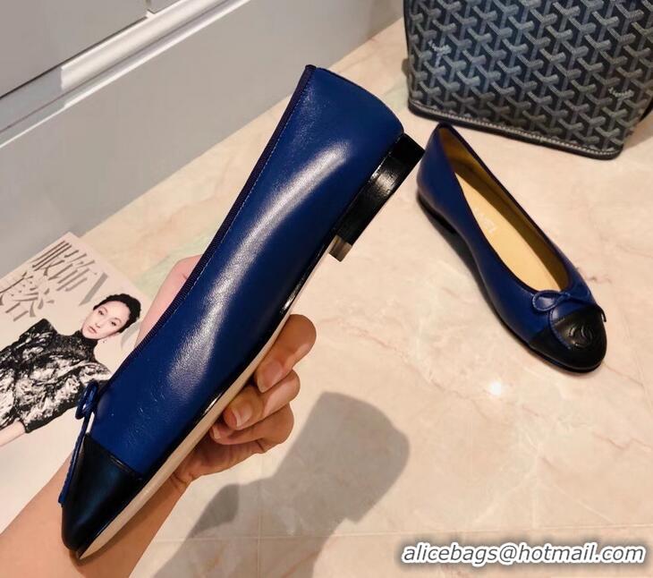 Discount Chanel Lambskin Classic Bow Ballerinas Flats G31501 Blue/Black