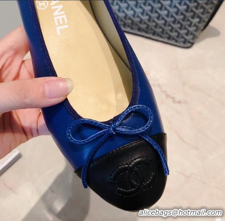 Discount Chanel Lambskin Classic Bow Ballerinas Flats G31501 Blue/Black