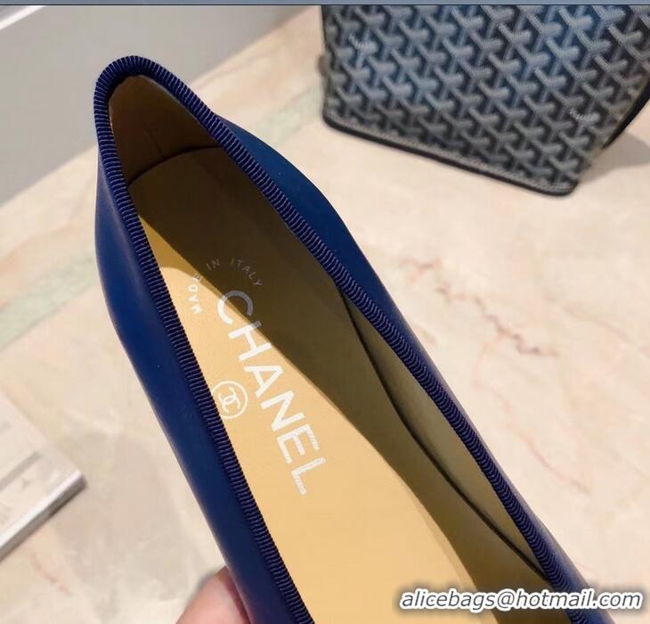 Discount Chanel Lambskin Classic Bow Ballerinas Flats G31501 Blue/Black