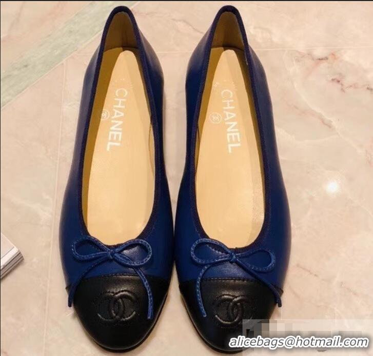 Discount Chanel Lambskin Classic Bow Ballerinas Flats G31501 Blue/Black