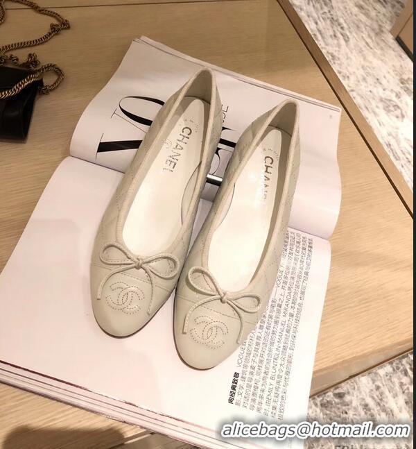 Buy Chanel Lambskin Classic Bow Ballerinas Flats G31502 Quilting Off White