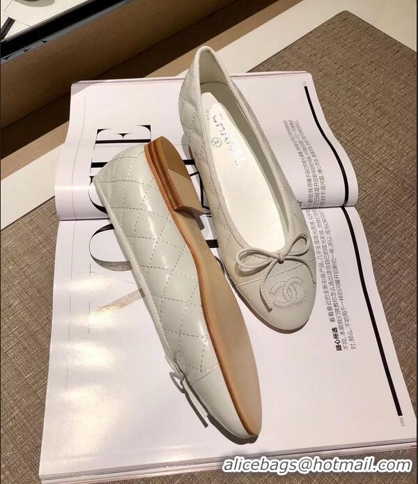 Buy Chanel Lambskin Classic Bow Ballerinas Flats G31502 Quilting Off White