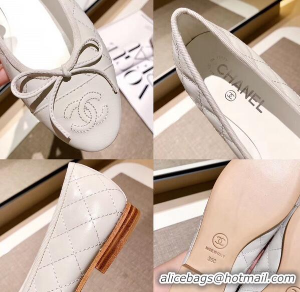 Buy Chanel Lambskin Classic Bow Ballerinas Flats G31502 Quilting Off White