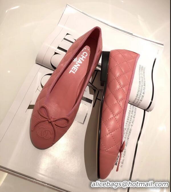 Reasonable Price Chanel Lambskin Classic Bow Ballerinas Flats G31502 Quilting Dark Pink