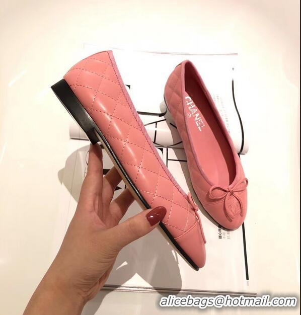 Reasonable Price Chanel Lambskin Classic Bow Ballerinas Flats G31502 Quilting Dark Pink