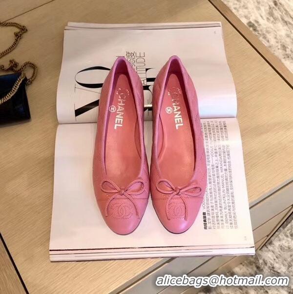 Reasonable Price Chanel Lambskin Classic Bow Ballerinas Flats G31502 Quilting Dark Pink